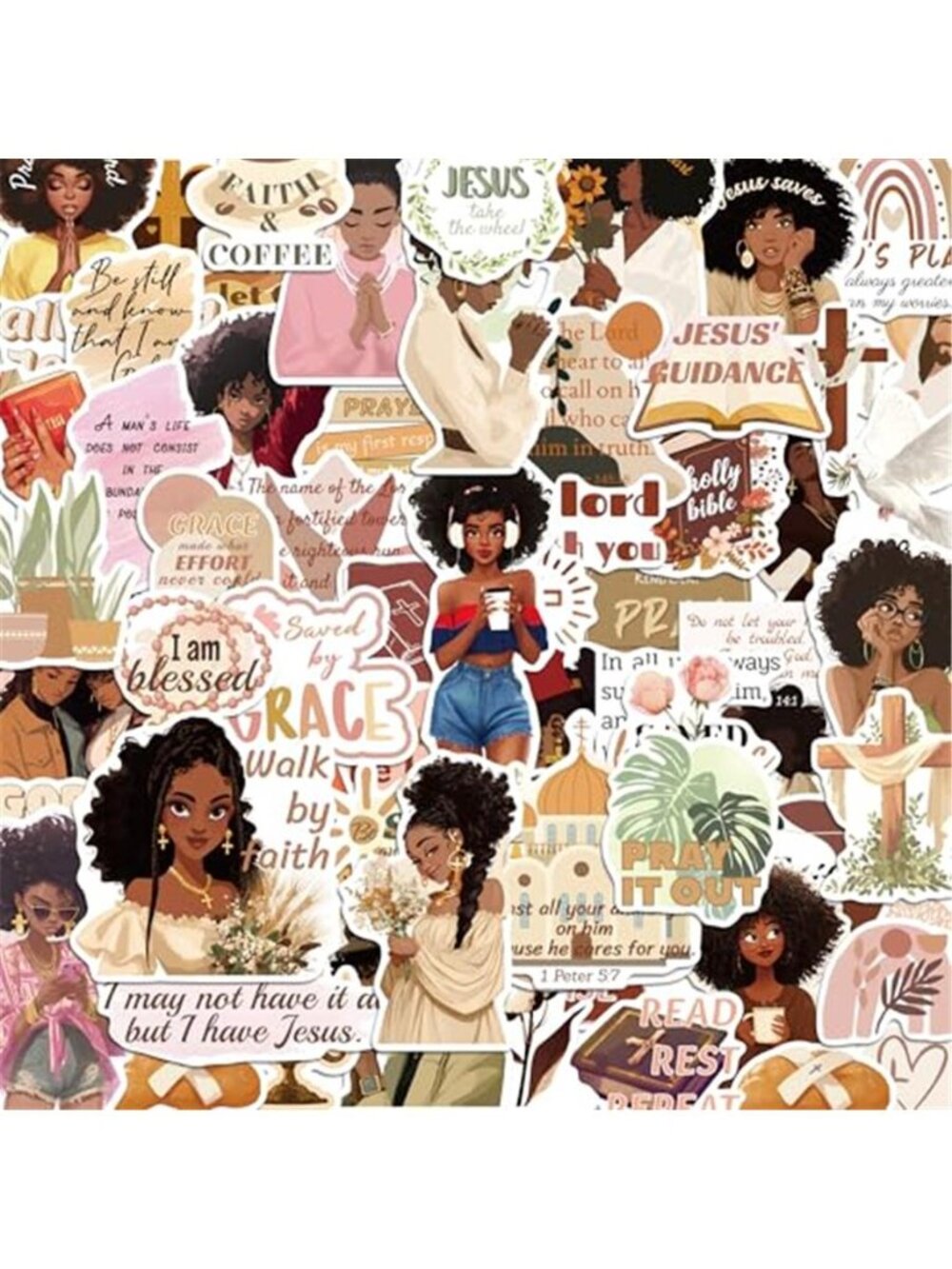 260+ Christian Stickers for Black Girls, Waterproof Vinyl Religious Bible Verse